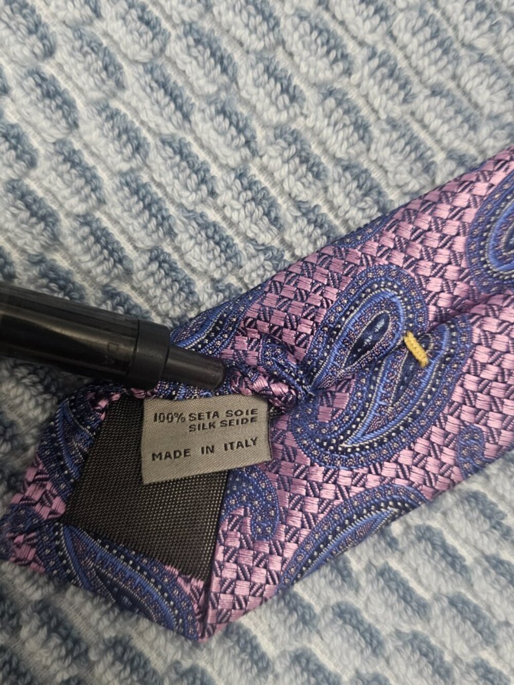 CANALI 1934 Italy Luxury Silk Tie Lavender Pink Blue Paisley Jacquard 3.25x59.5" - Picture 6 of 7